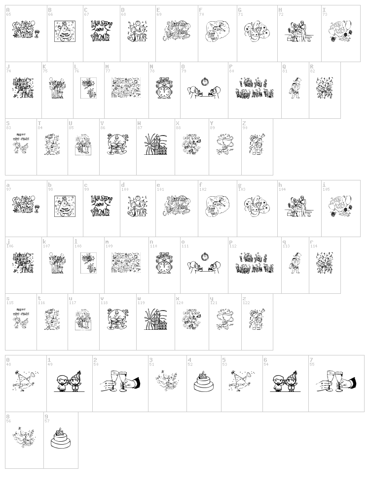 New Year font map